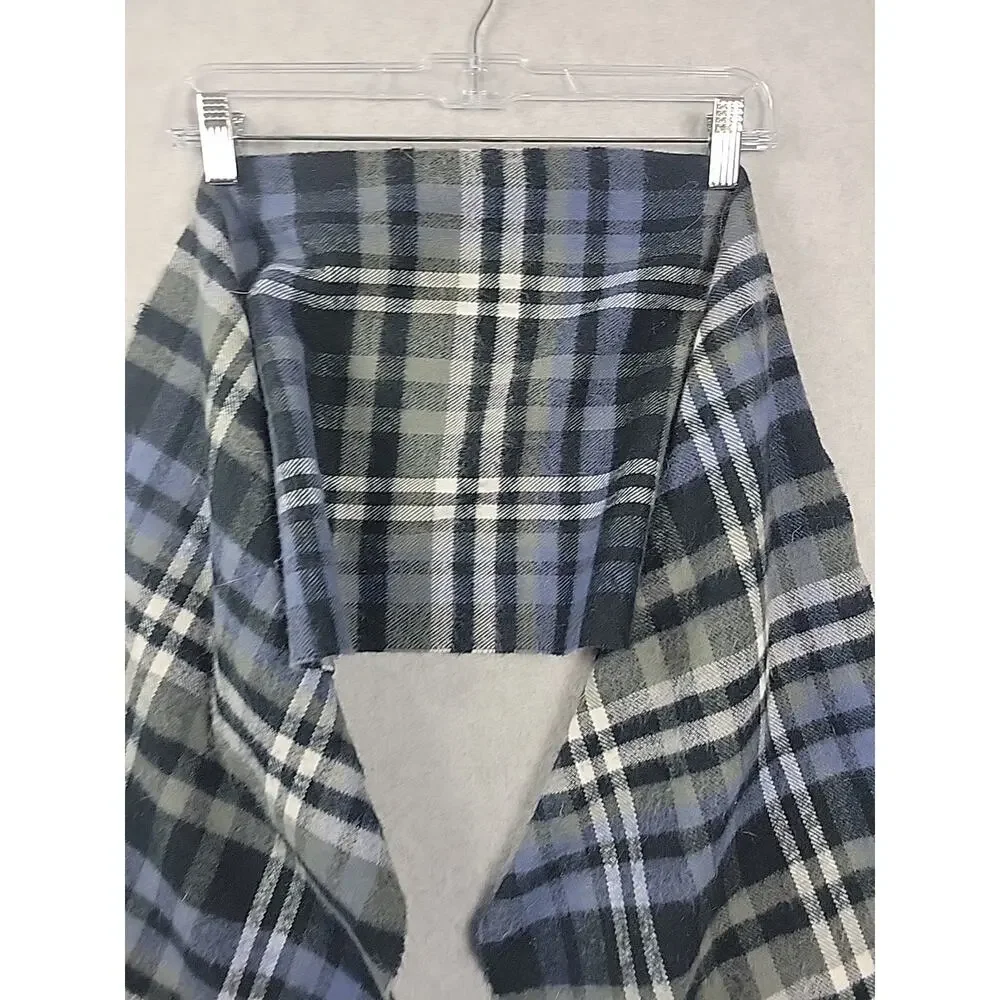Better Than Cashmere Gray Plaid Fringed Unisex Scarf 68